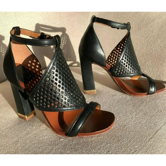 TORY BURCH 5.5 Doris Heel Perforated Leather Black - Picture 4 of 8
